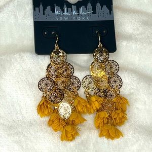 New Nicole Miller Mustard Dangle Earrings